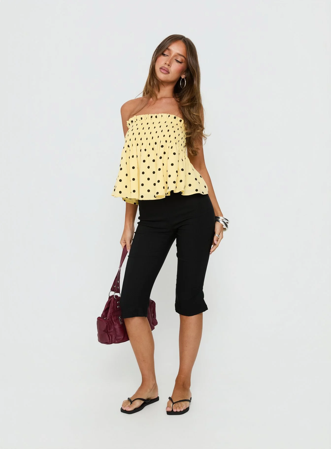 Peachy Keen Frill Cami Top Yellow Polka Dot - Image 3