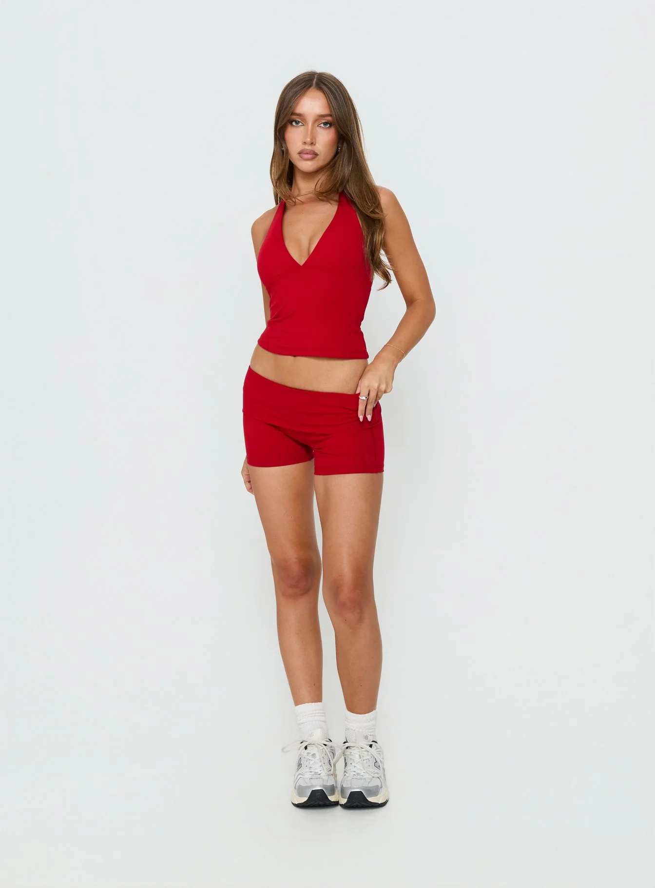 Peak Foldover Micro Shorts Red - Image 3