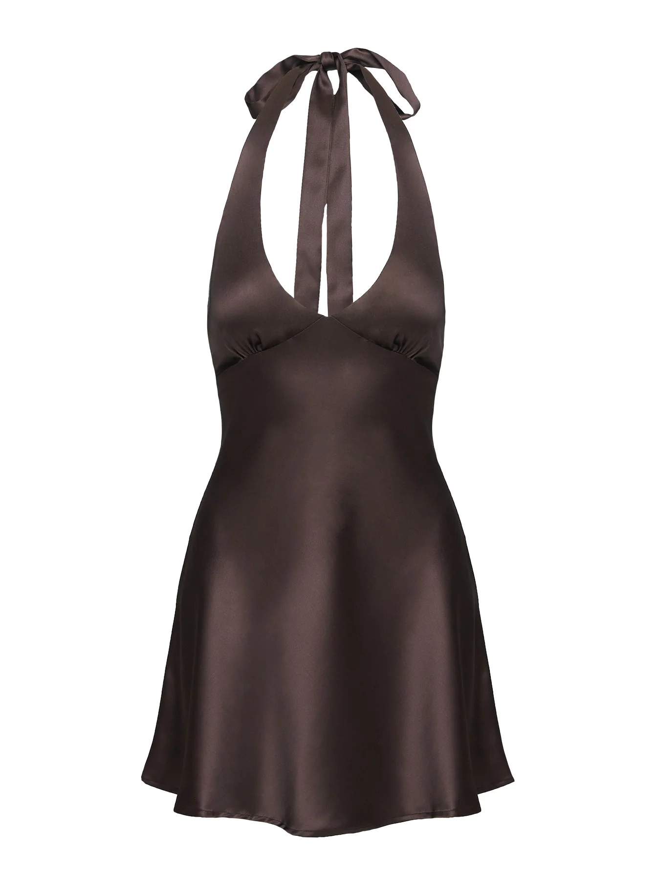 Pelagia Halter Scarf Tie Mini Dress Brown Petite - Image 6
