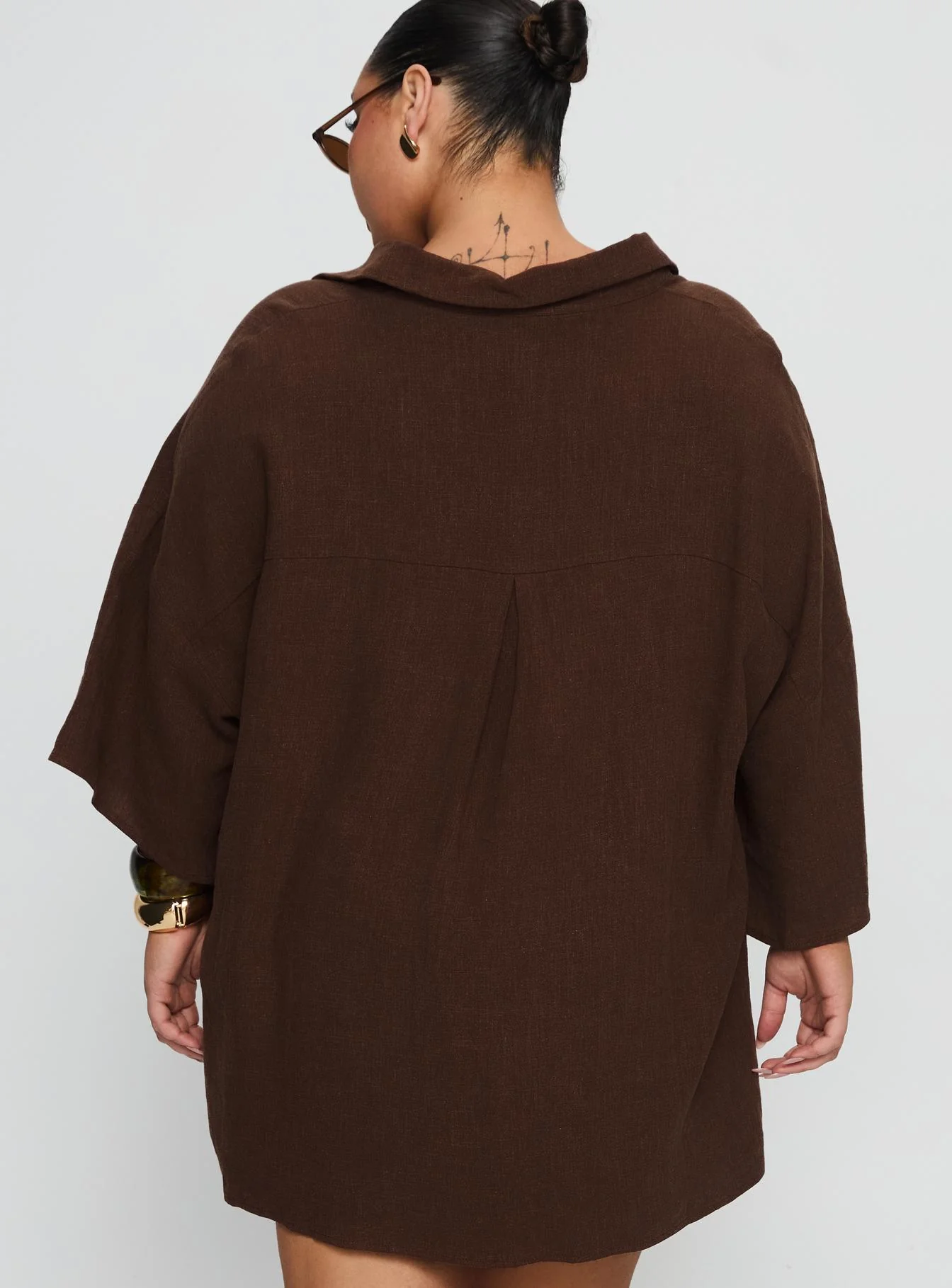 Peni Linen Button Down Top Chocolate Curve - Image 5