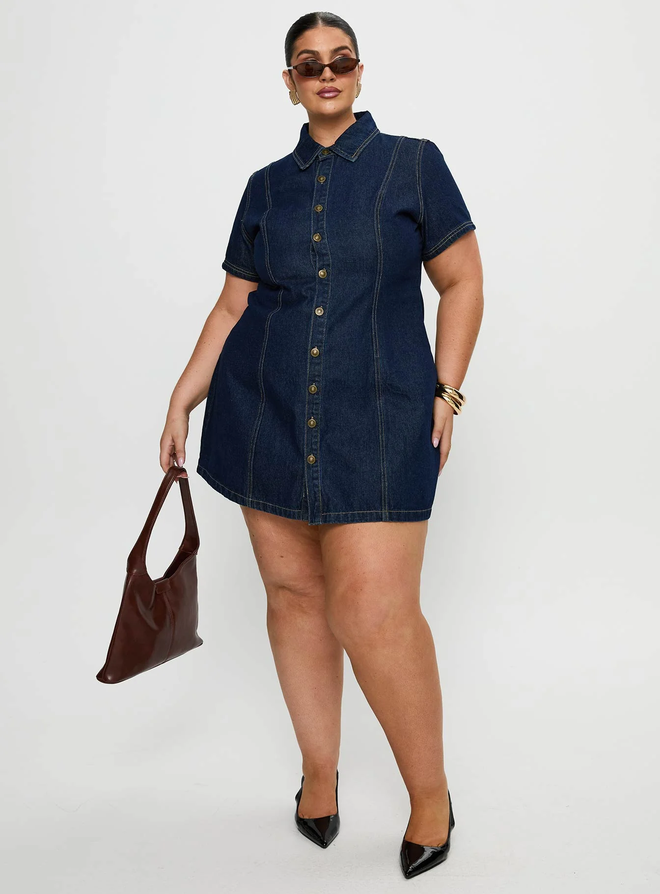 Perception Denim Mini Dress Mid Wash Curve - Image 3