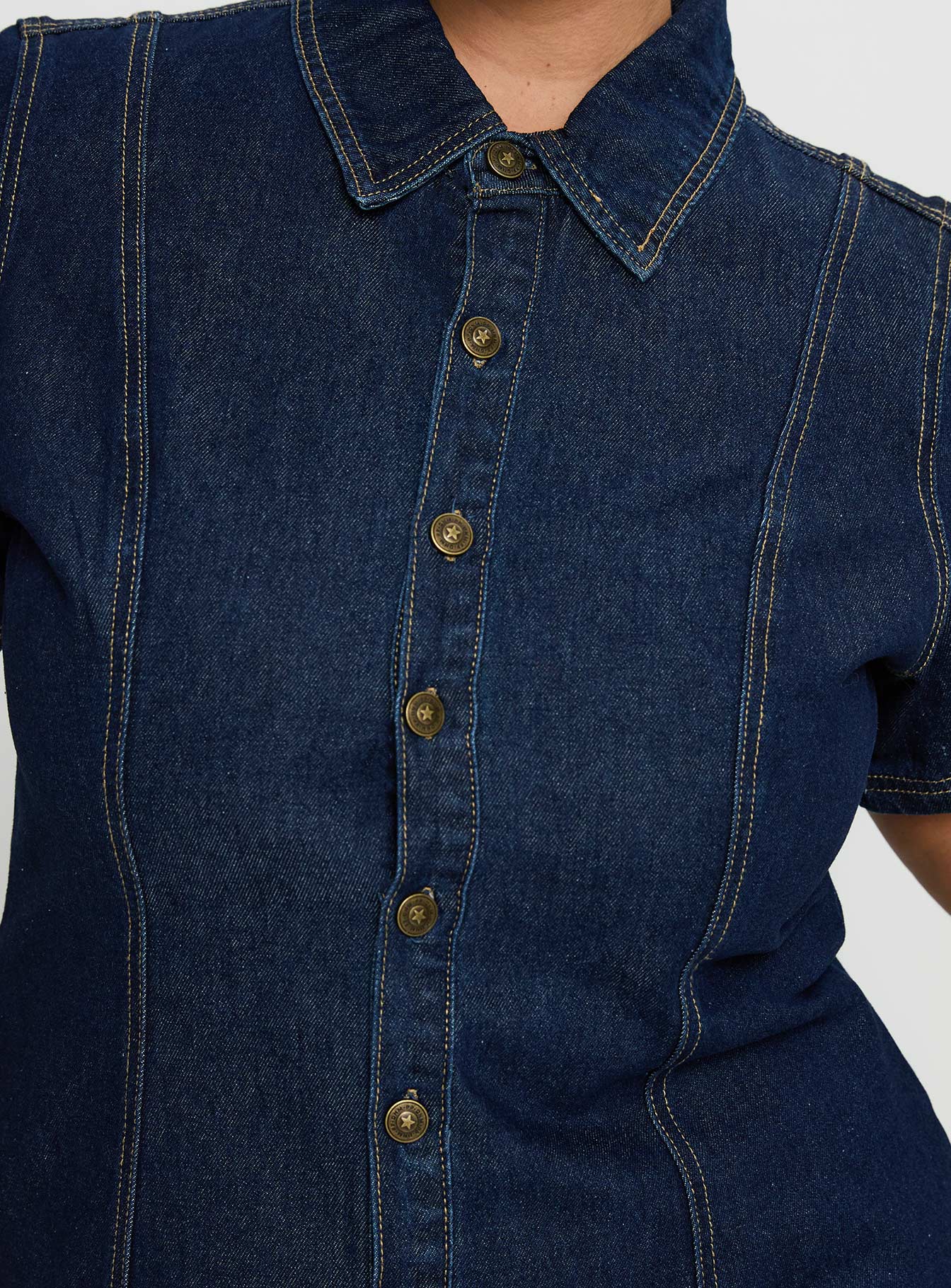 Perception Denim Mini Dress Mid Wash Curve - Image 6