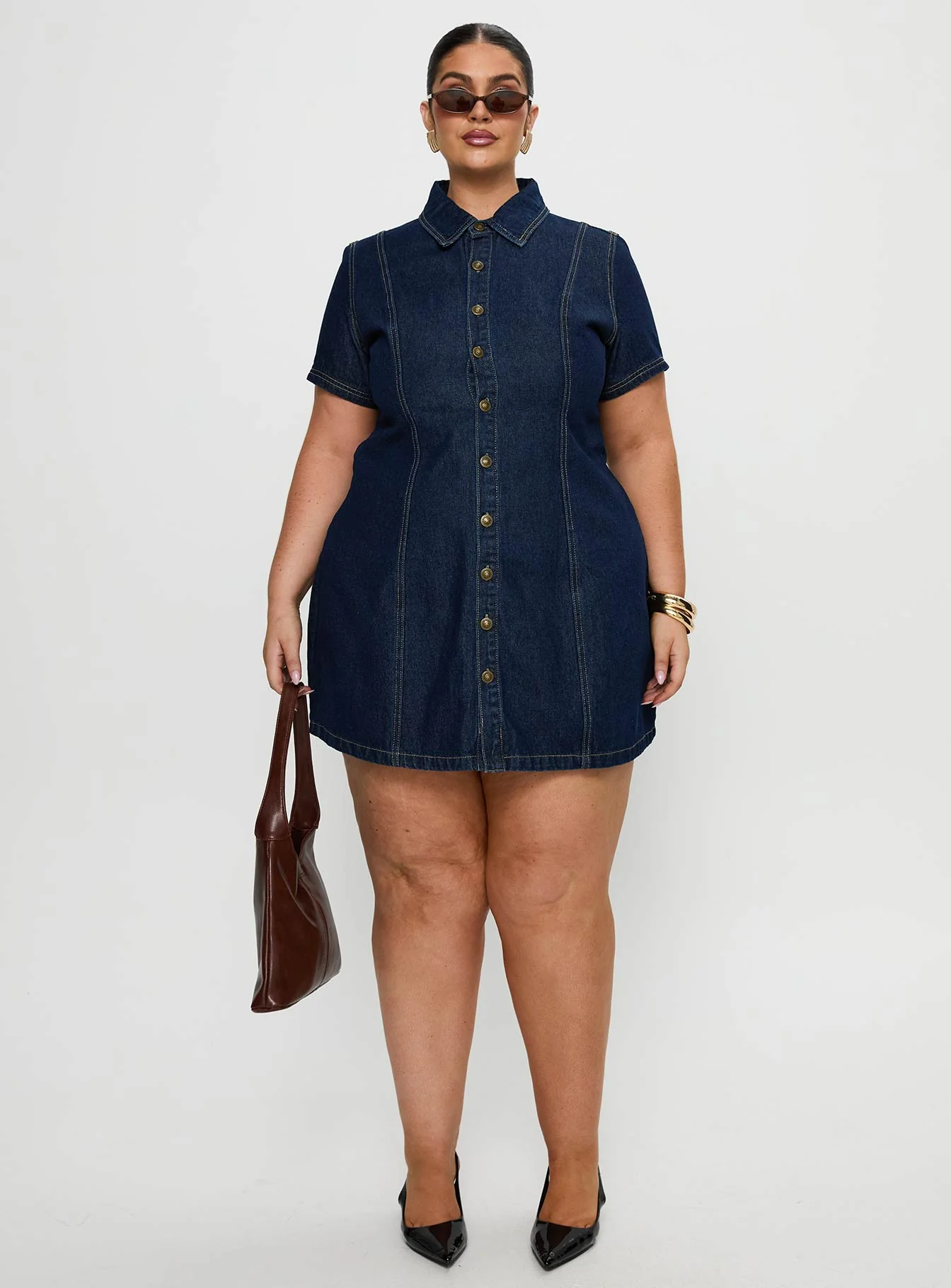 Perception Denim Mini Dress Mid Wash Curve - Image 7