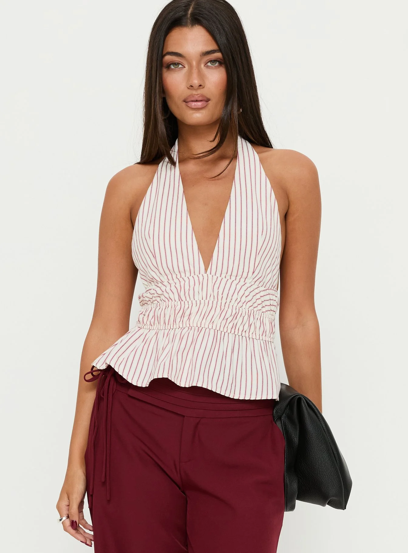 Perpetua Halter Neck Top Red / White Stripe - Image 2