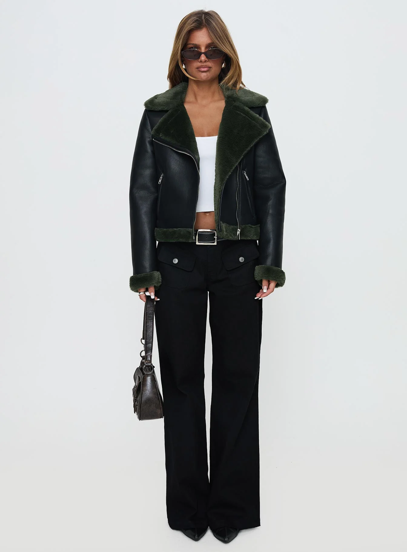 Phaidra Faux Leather Jacket Black - Image 6
