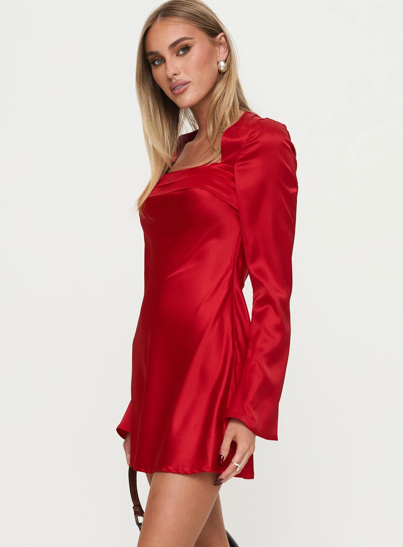 Phillipa Long Sleeve Mini Dress Red - Image 4