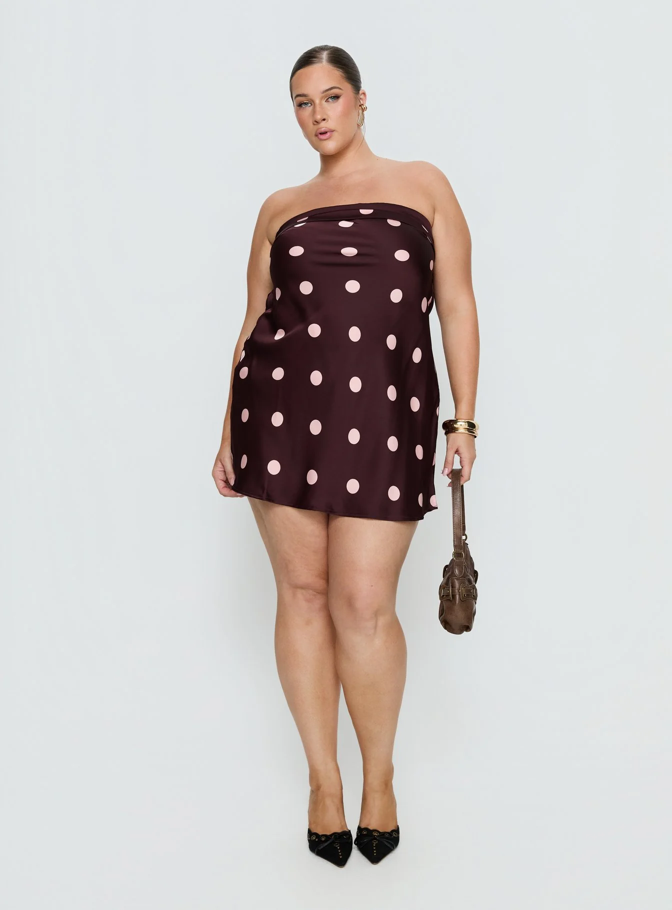Phillipa Mini Dress Plum / Pink Polka Dot Curve - Image 3