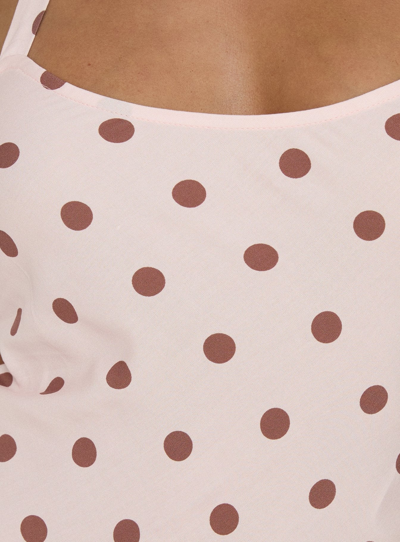 Picante Bias Cross Back Maxi Dress Pink Polka - Image 6