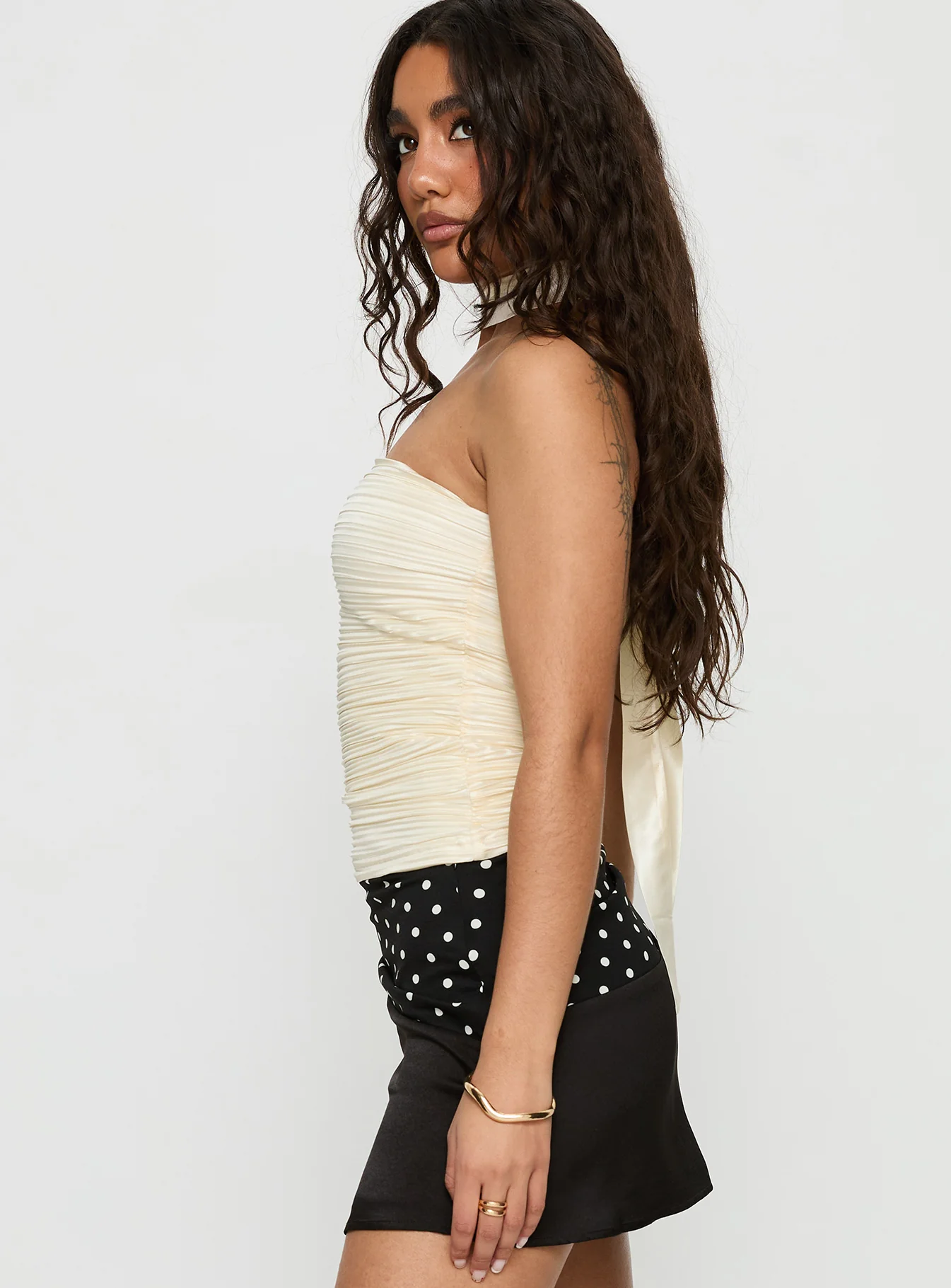 Plentiful Strapless Scarf Detail Top Champagne - Image 4