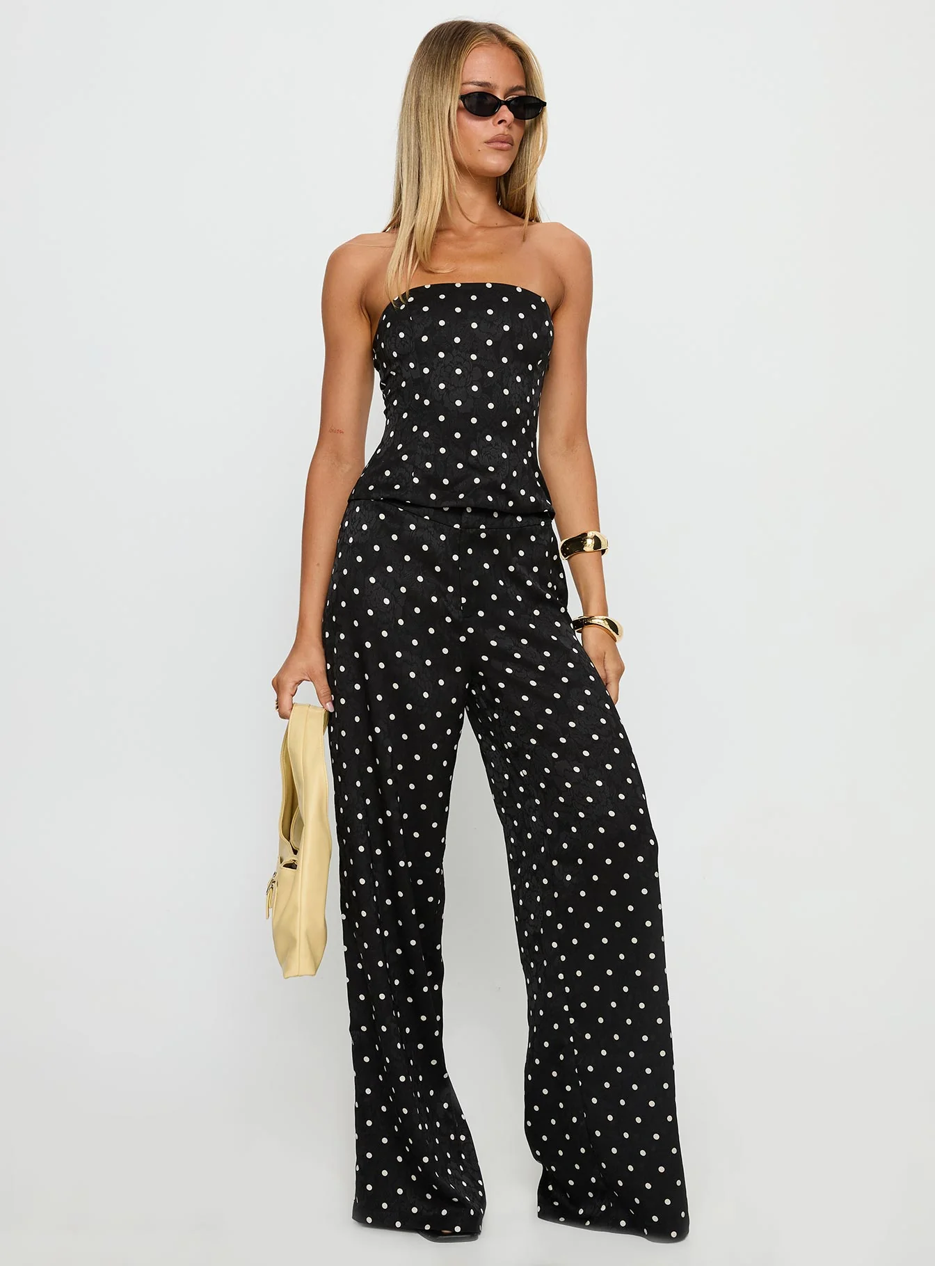 Powdered Sugar Strapless Set Black Polka - Image 3