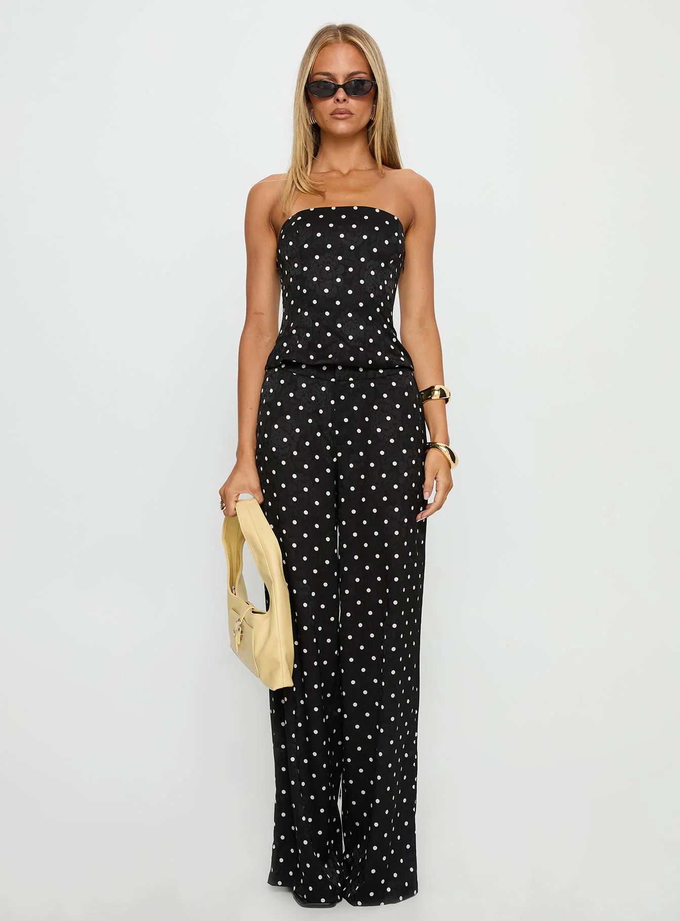 Powdered Sugar Strapless Set Black Polka - Image 7