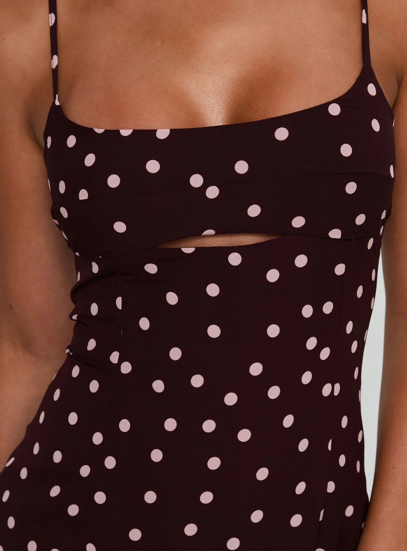 Powell Mini Dress Burgundy / Pink Polka Dot - Image 6