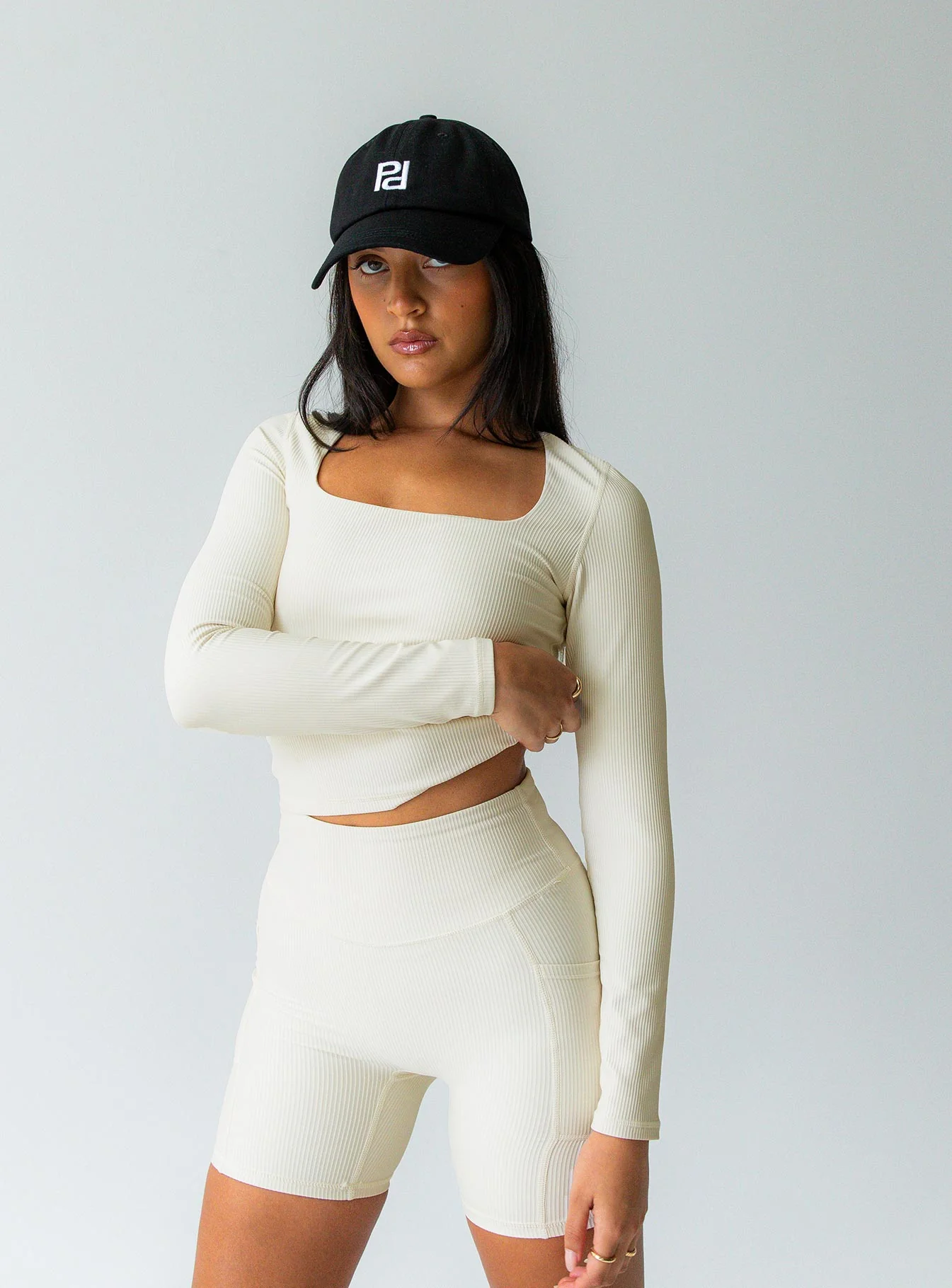 Power Activewear Rib Shorts Latte - Image 12