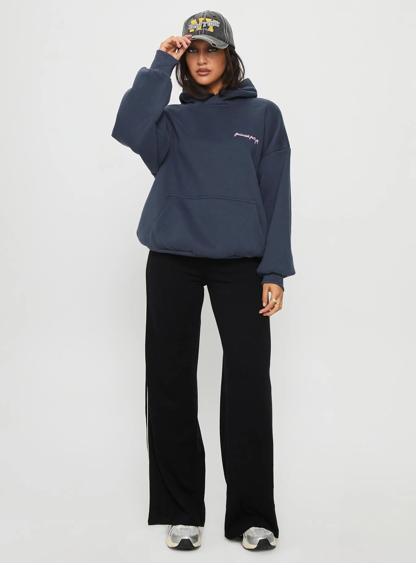 Princess Polly Love Letter Graphic Hoodie Slate Grey - Image 3