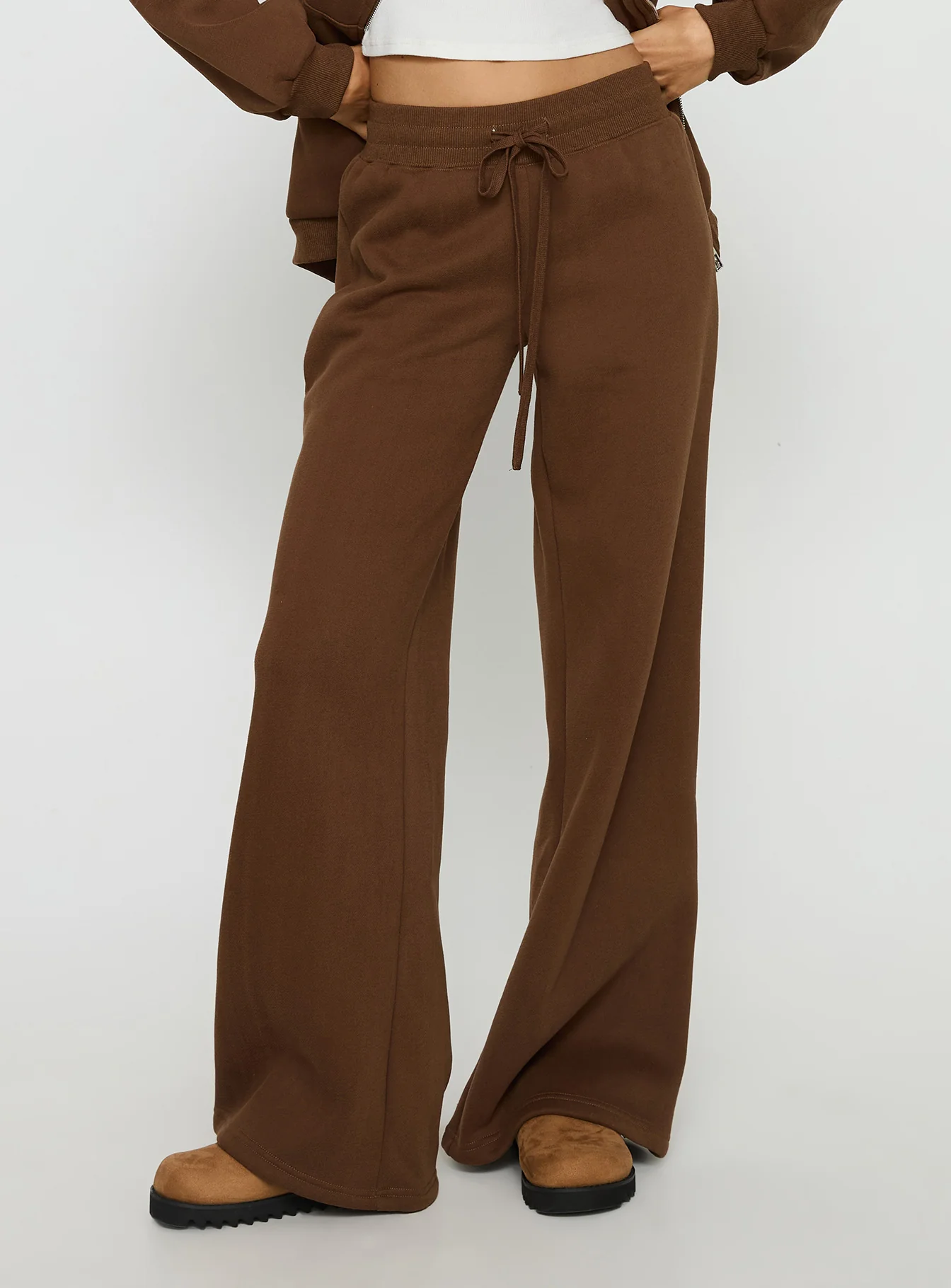 Princess Polly Stargirl Wide Leg Sweat Pants Brown - Image 2