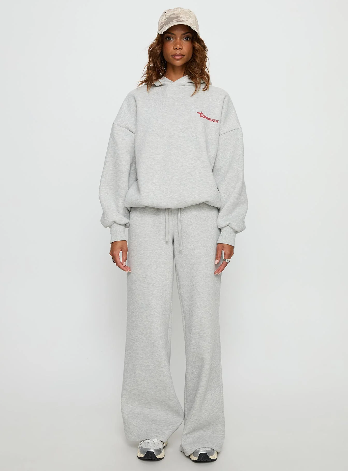 Princess Polly Stargirl Wide Leg Sweat Pants Grey Marle - Image 7