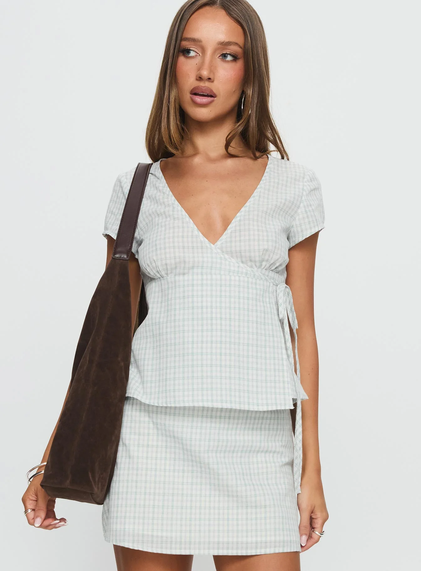Prominent Wrap Top Green Check - Image 2