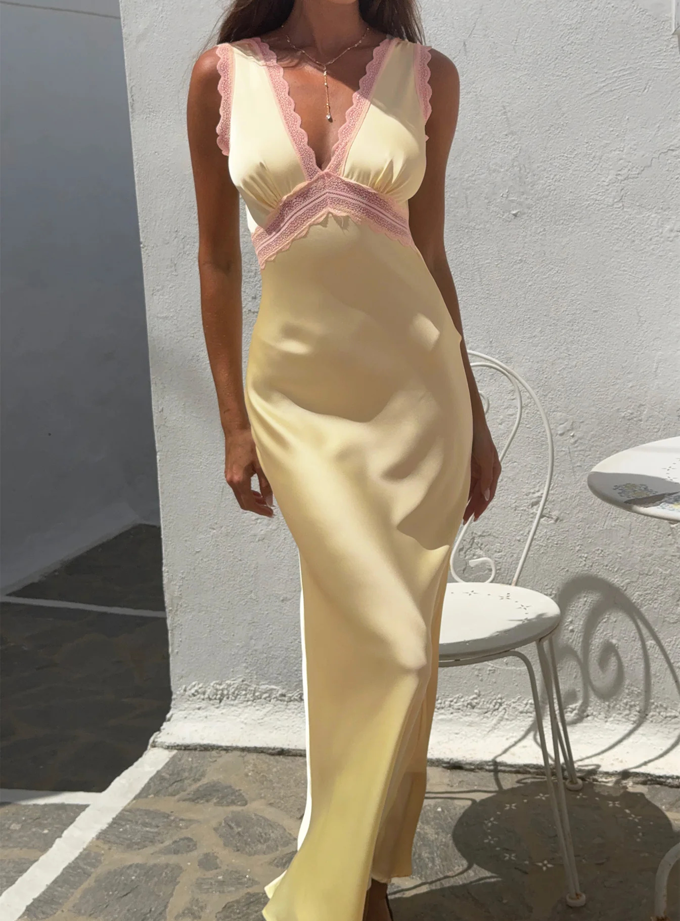 Prophecies Lace Maxi Dress Lemon - Image 8