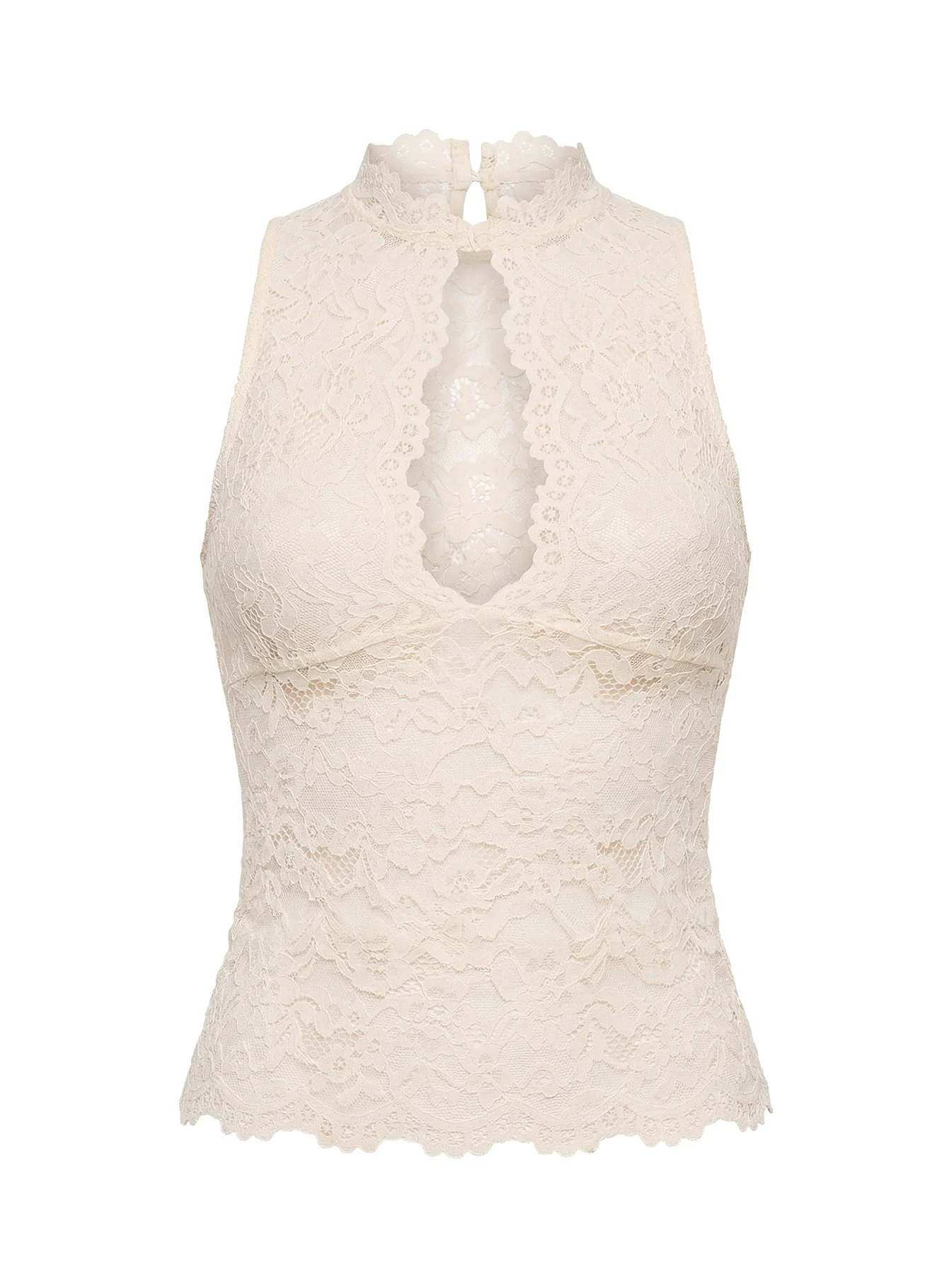 Quinbie Lace Sleeveless Top Cream - Image 10