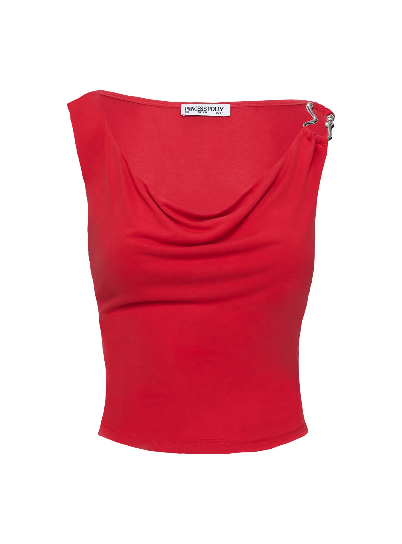 Quincey Cowl Neck Top Red - Image 5