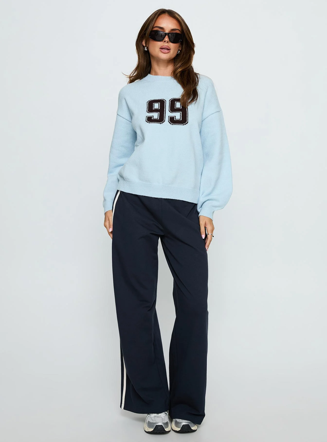 Ranee Graphic Knit Sweater Blue - Image 2