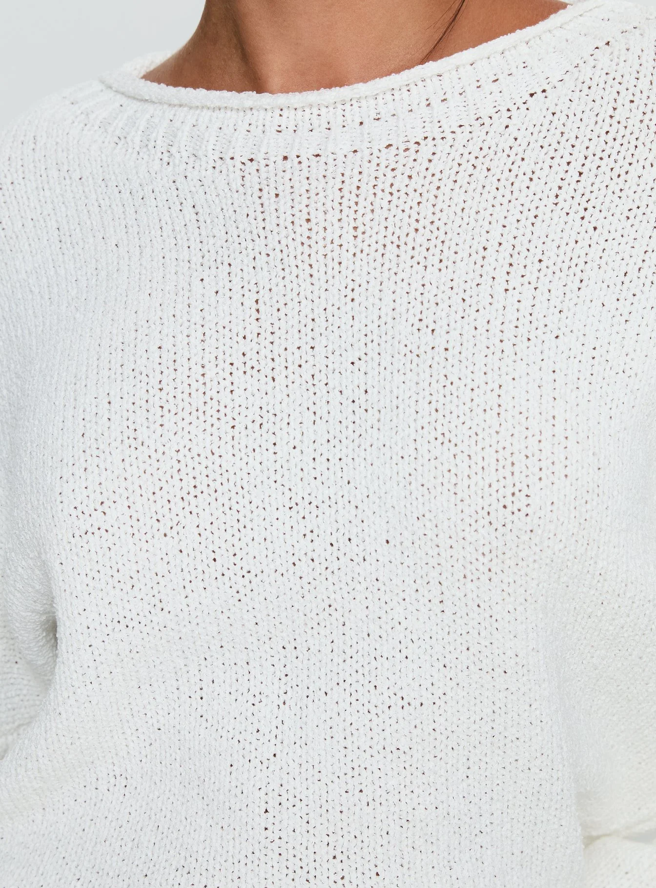 Reannon Wide Neck Knit Sweater White - Image 6