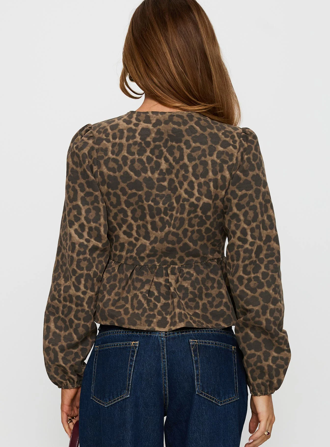 Recognize Tie Detail Long Sleeve Top Leopard - Image 5