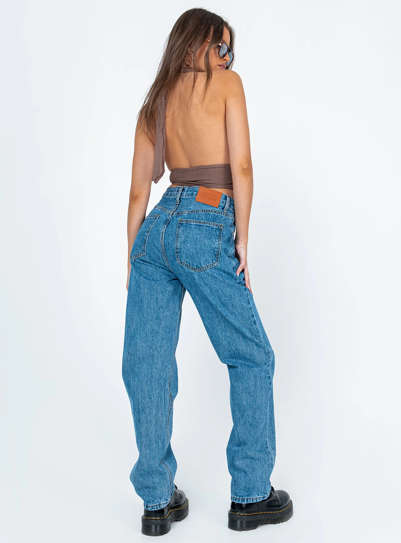 Holly Asymmetric Straight Leg Jean Mid Wash Denim - Image 5