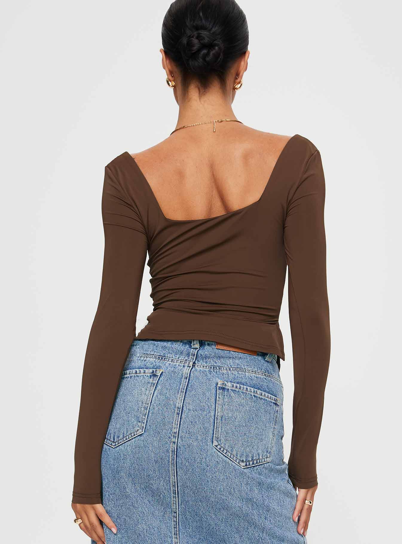 Rehna Long Sleeve Top Brown - Image 5