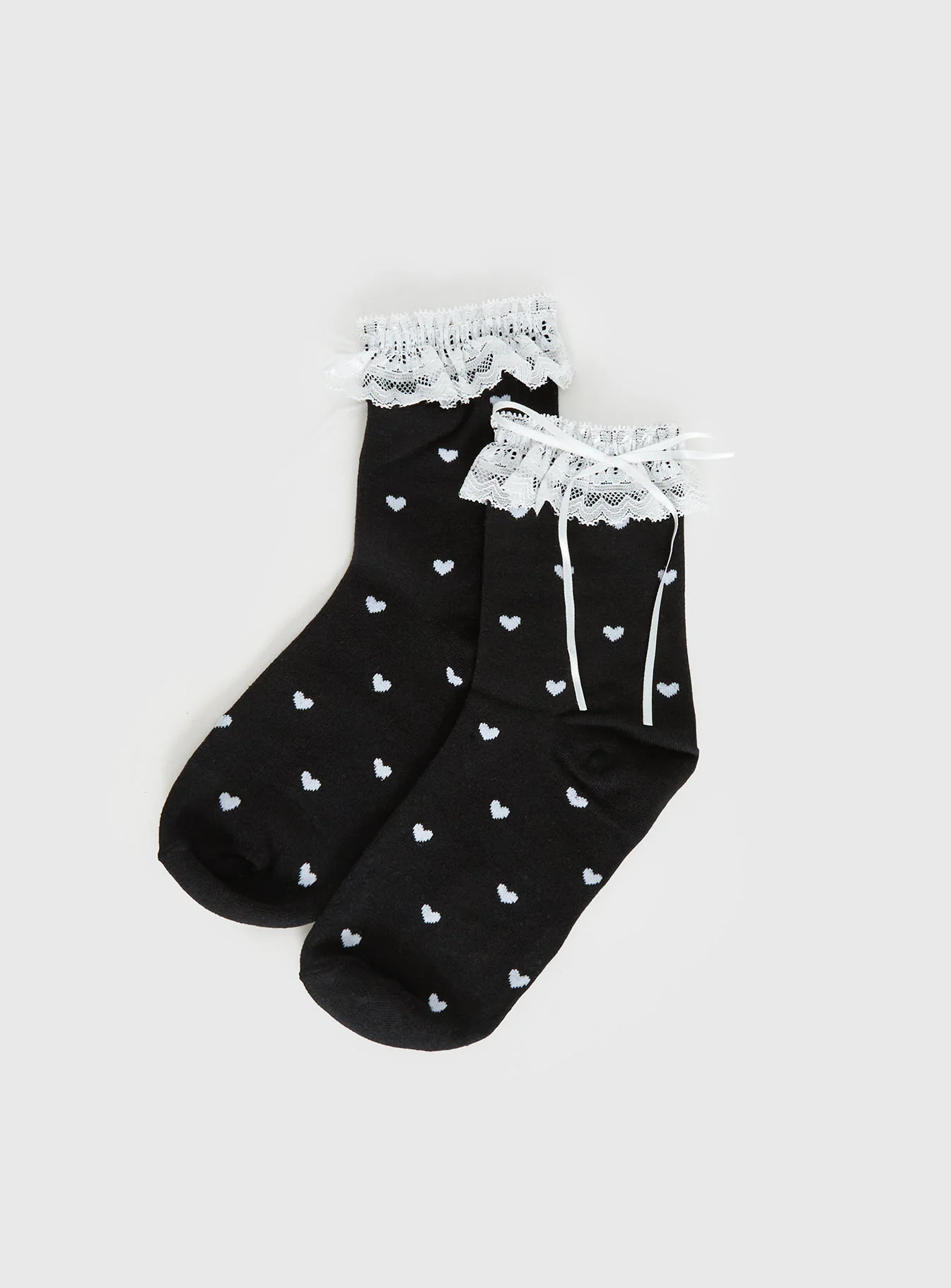 Reminisce Heart Detail Socks Black / White - Image 2