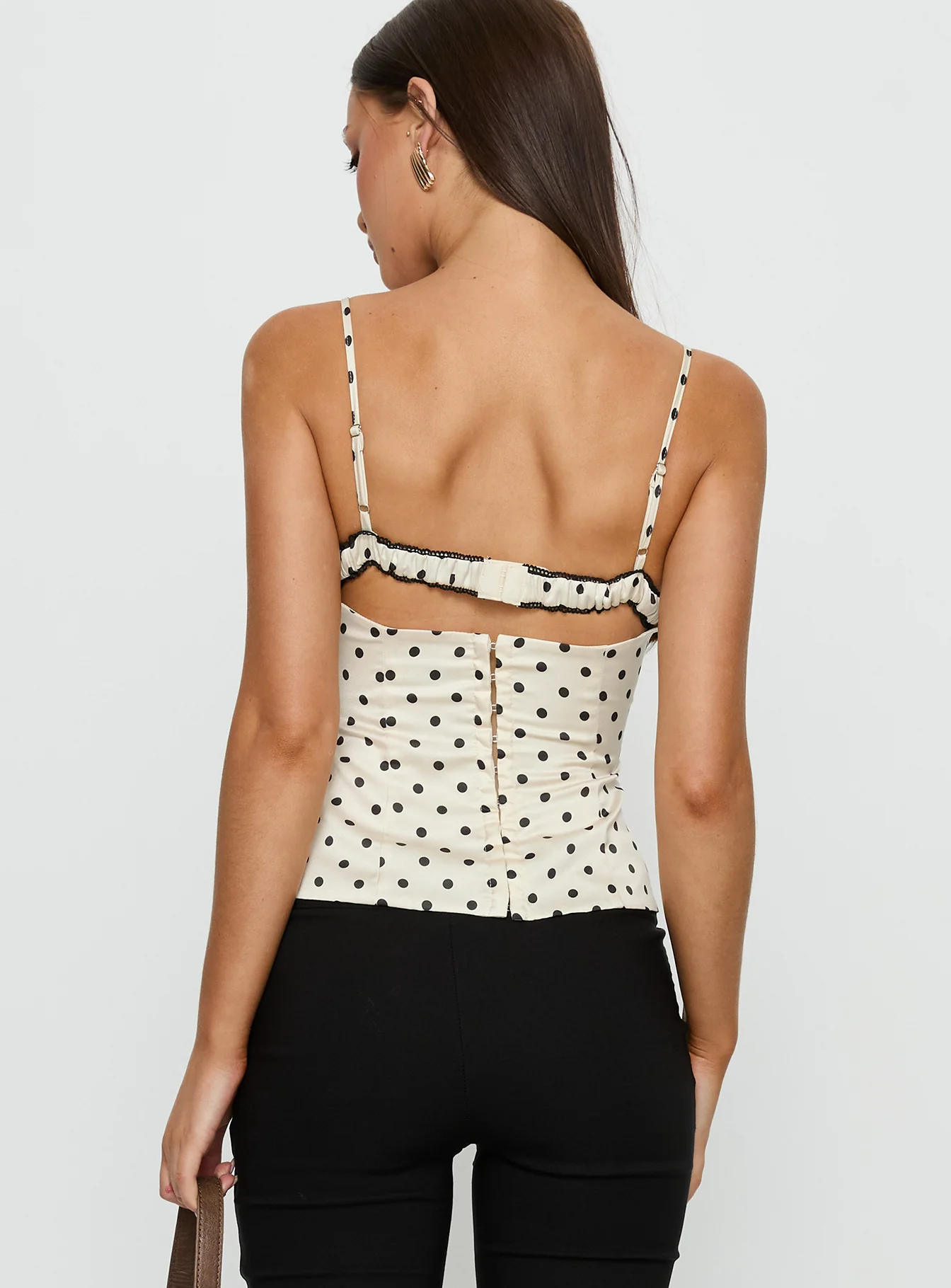 Renaissance Corset Lace Top White Polka Dot - Image 5
