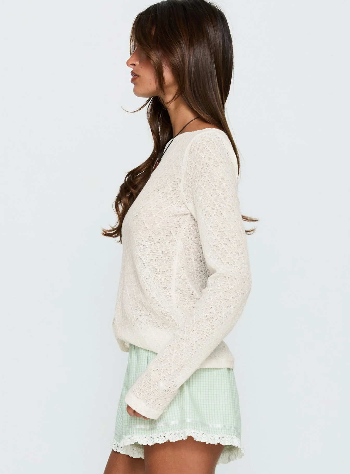 Rhubarb Lace Shorts Green Check - Image 4