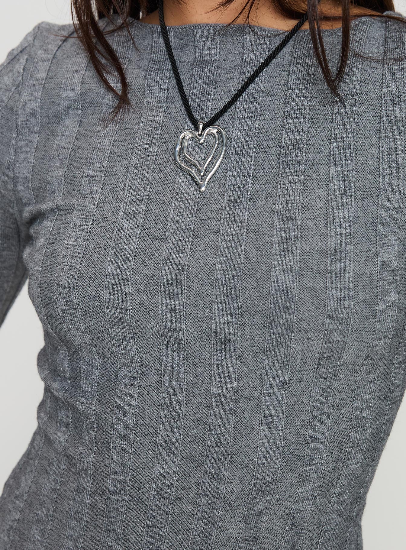Rich Girl Long Sleeve Knit Mini Dress Grey Marle - Image 5