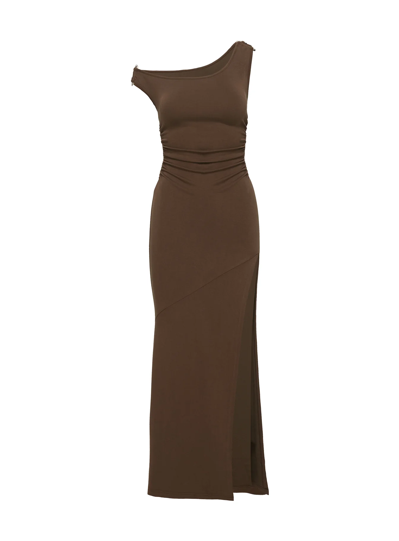 Rios One Shoulder Maxi Dress Brown - Image 11