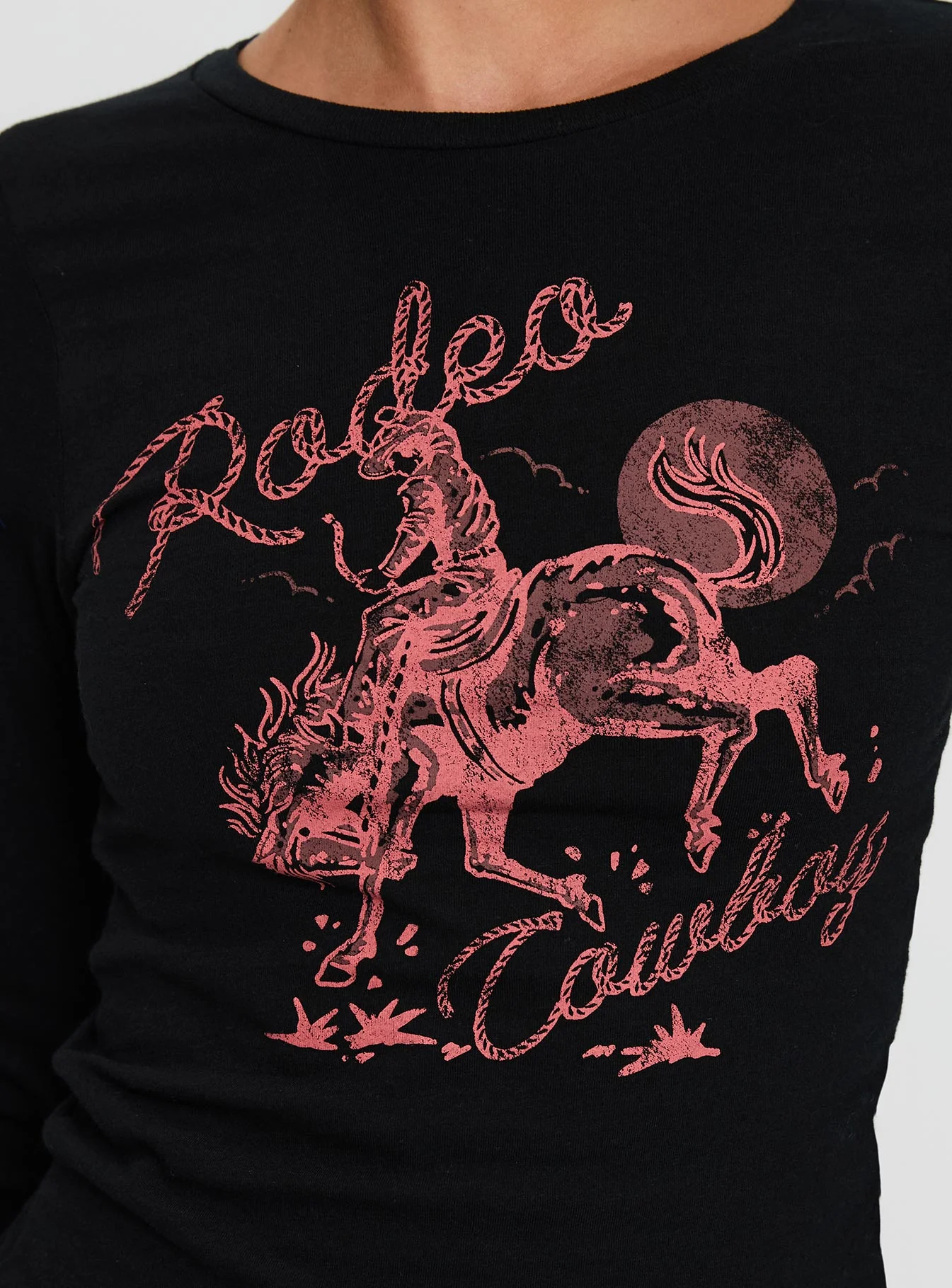 Rodeo Cowboy Long Sleeve Top Washed Wine - Image 6