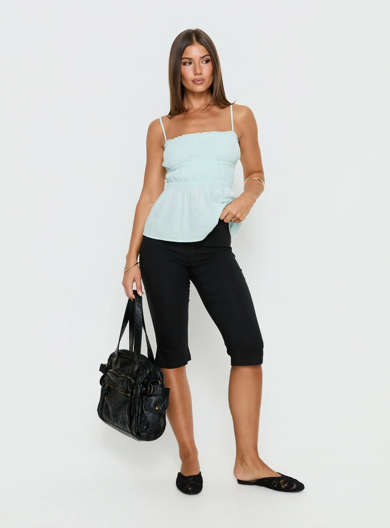Rosecliff Ruched Longline Top Mint - Image 2