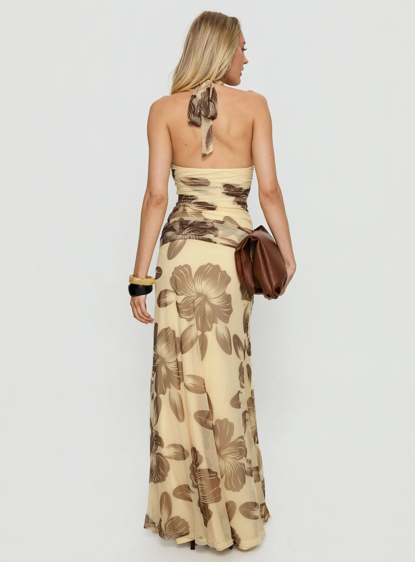 Roselin Mesh Maxi Skirt Brown Floral - Image 5