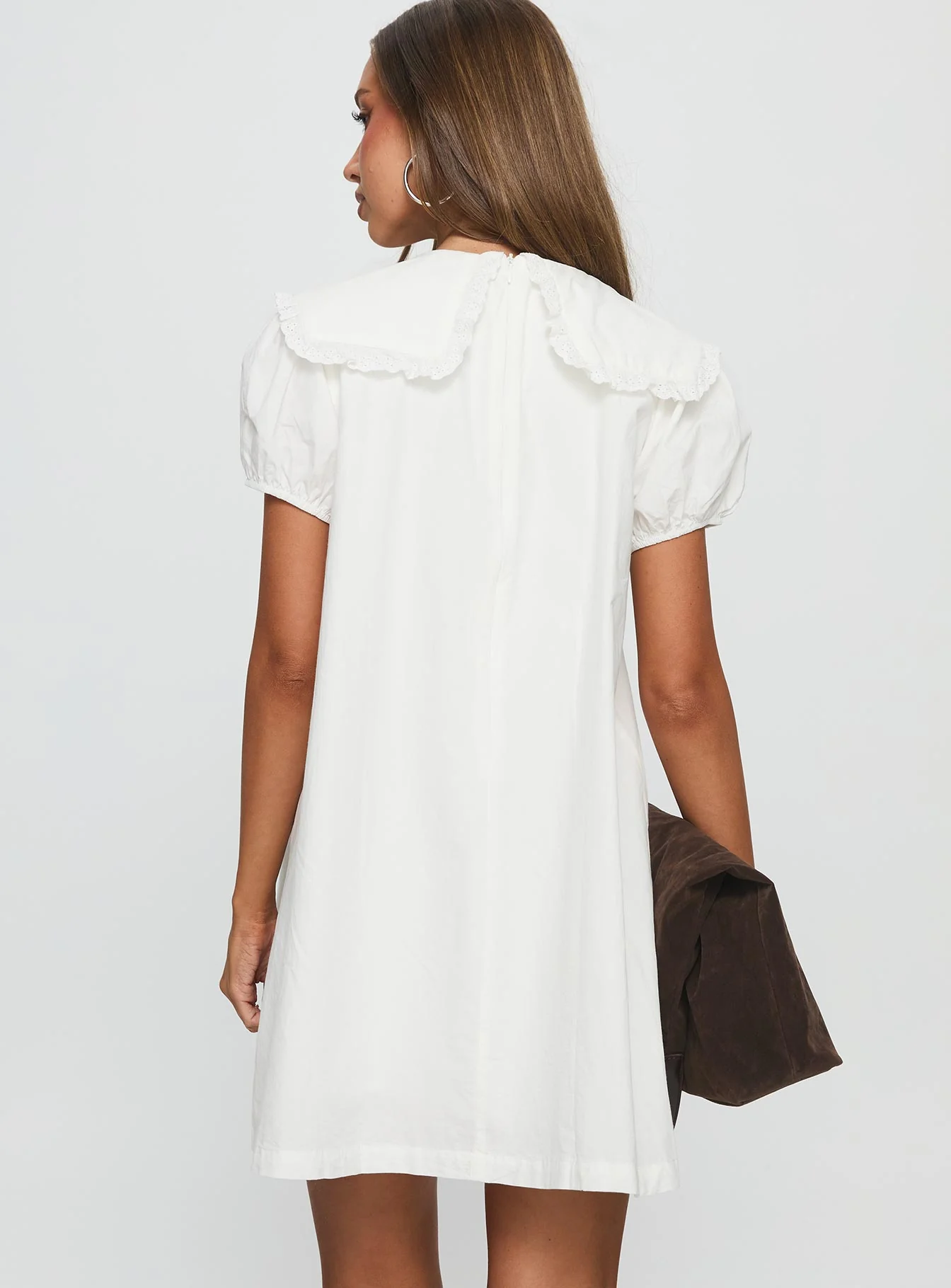 Roseprick Puff Sleeve Babydoll Dress White - Image 5