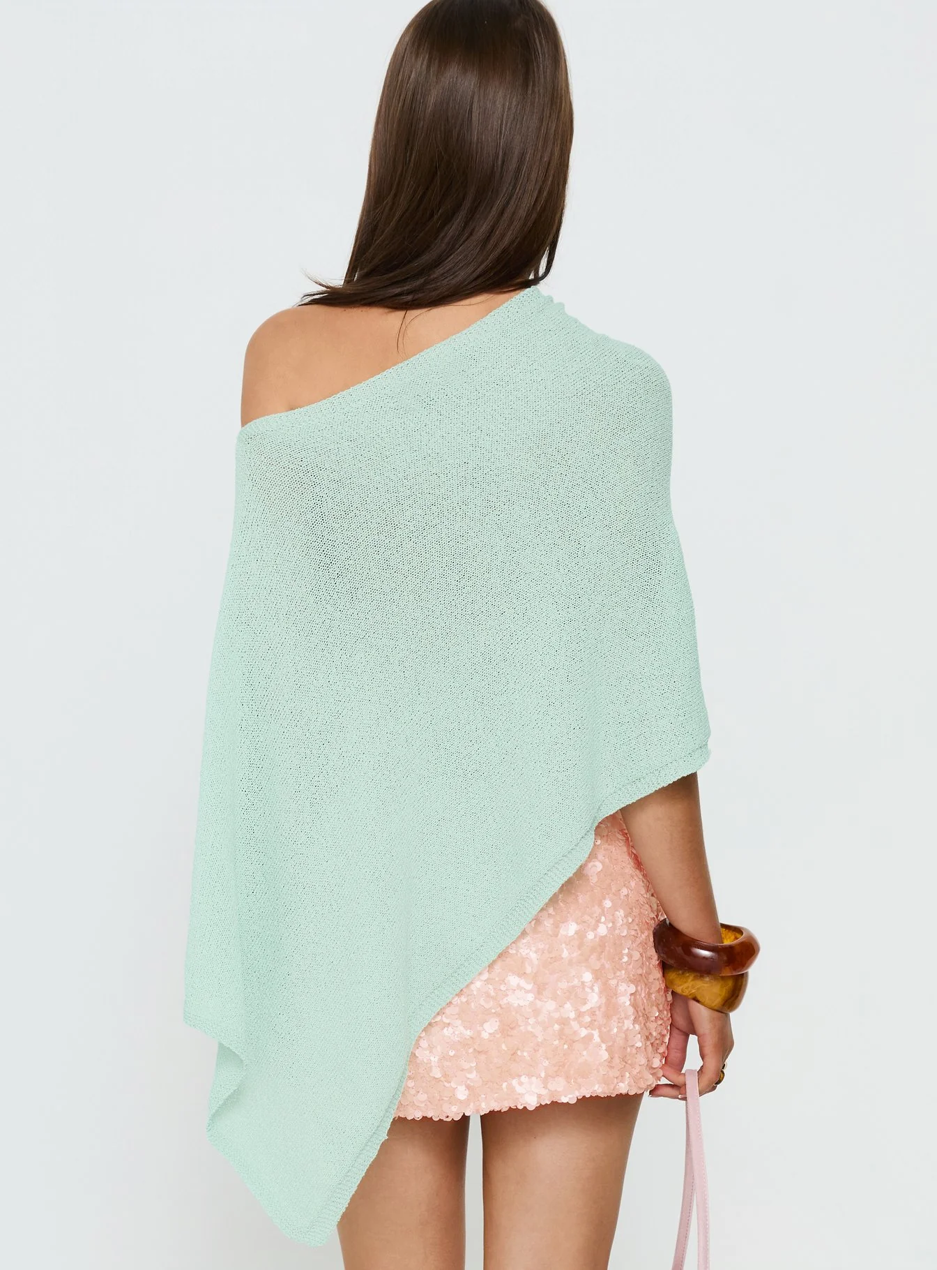 Rouse Off Shoulder Knit Poncho Jelly Mint - Image 5
