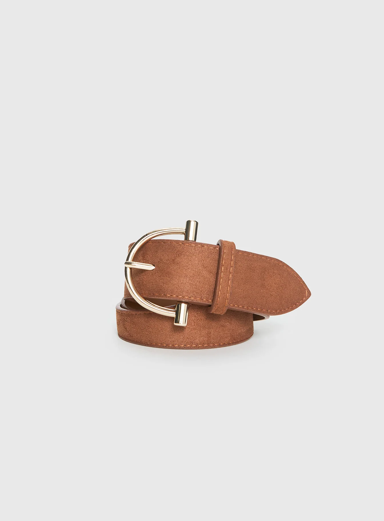 Runey Faux Suede Belt Brown / Gold - Image 2