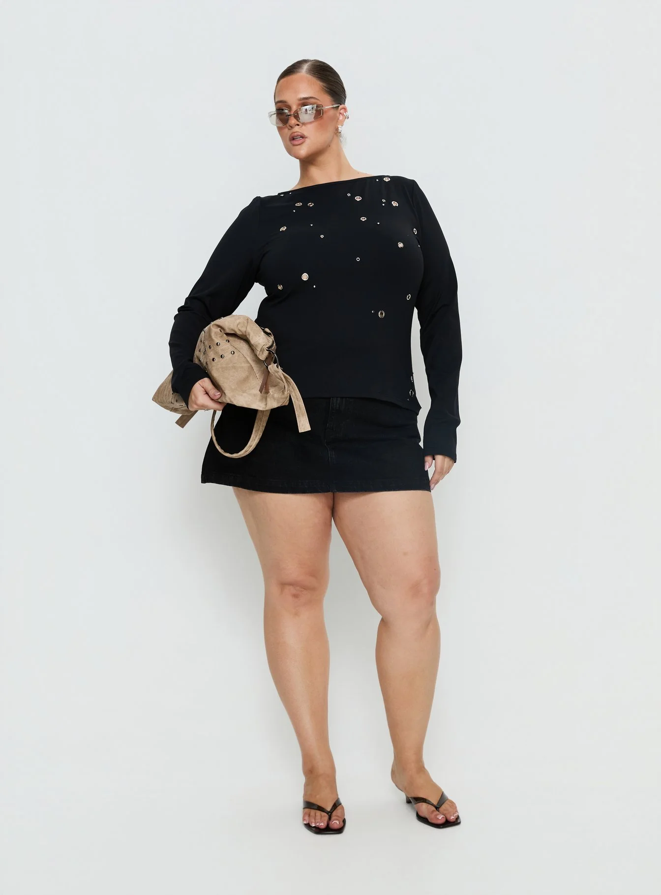 Ryka Long Sleeve Eyelet Top Black Curve - Image 3