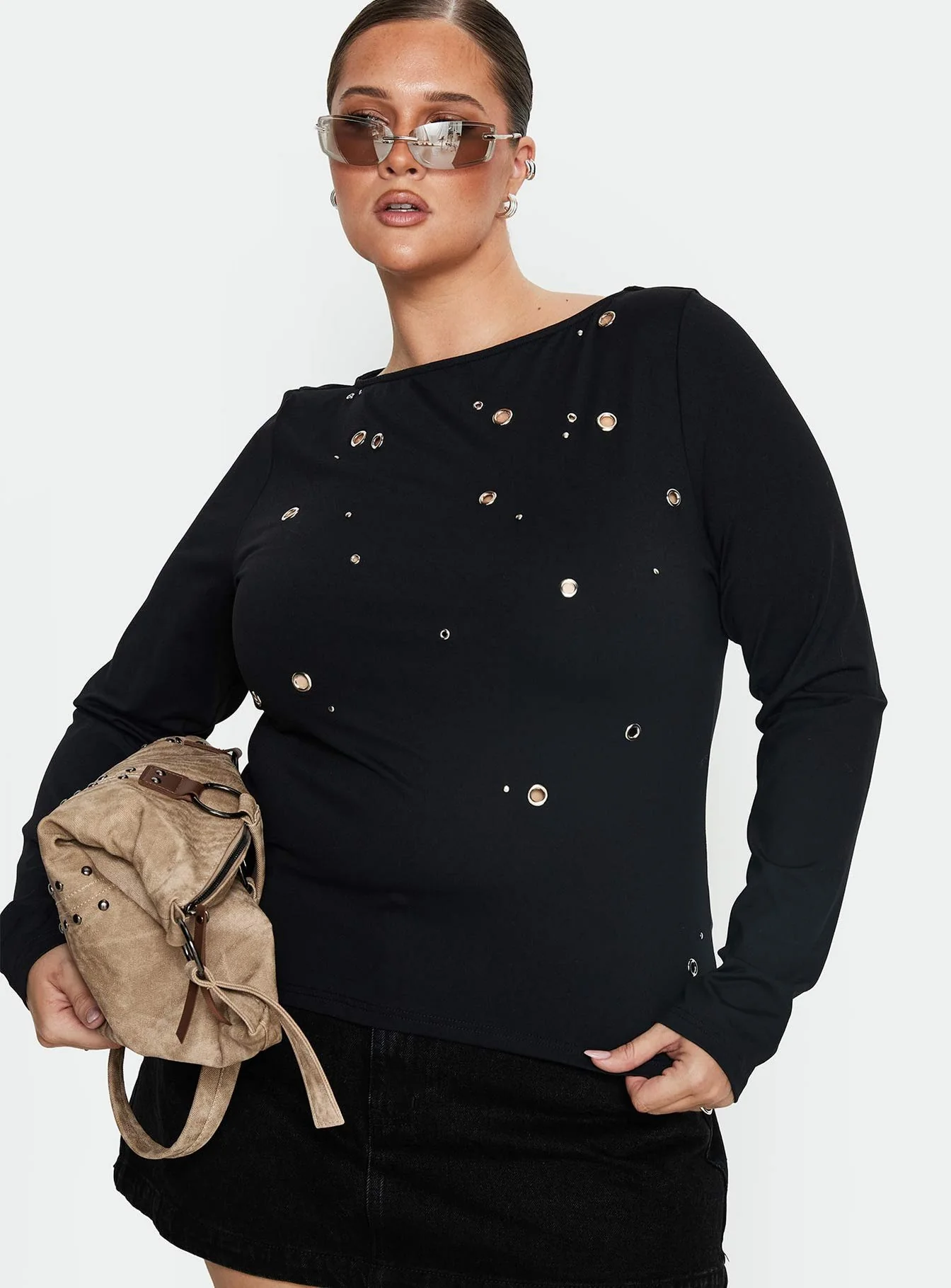 Ryka Long Sleeve Eyelet Top Black Curve - Image 8