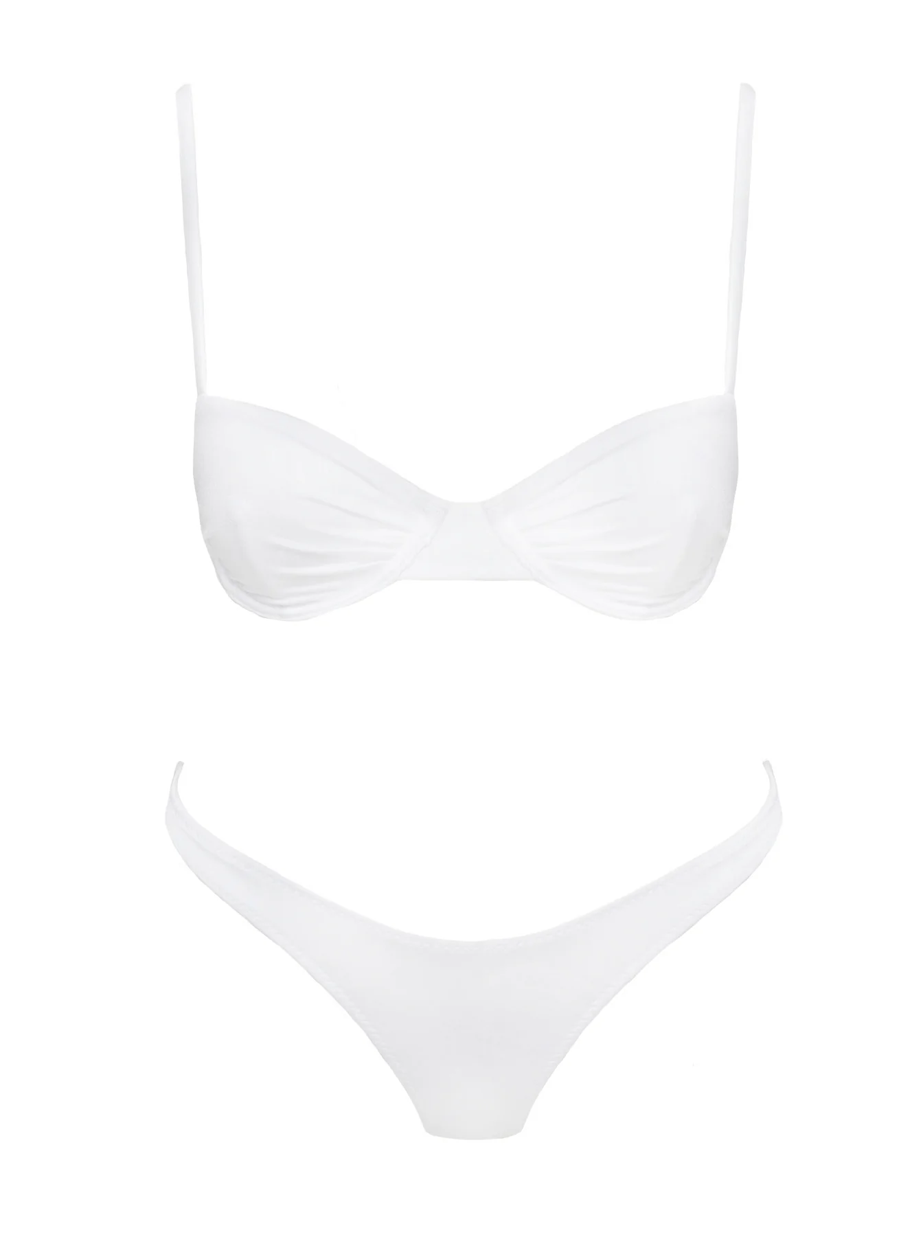 Sadley High Cut Shine Bikini Bottoms White - Image 5