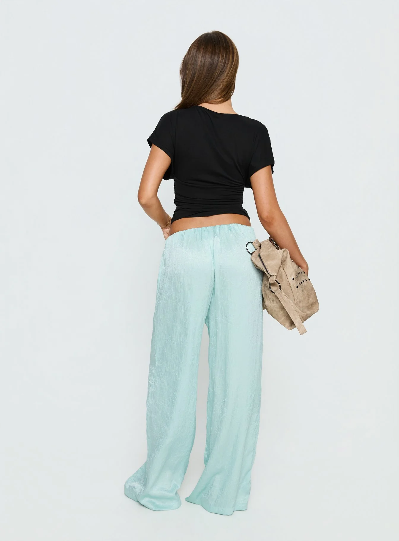 Salona Satin Straight Leg Pants Jelly Mint - Image 5