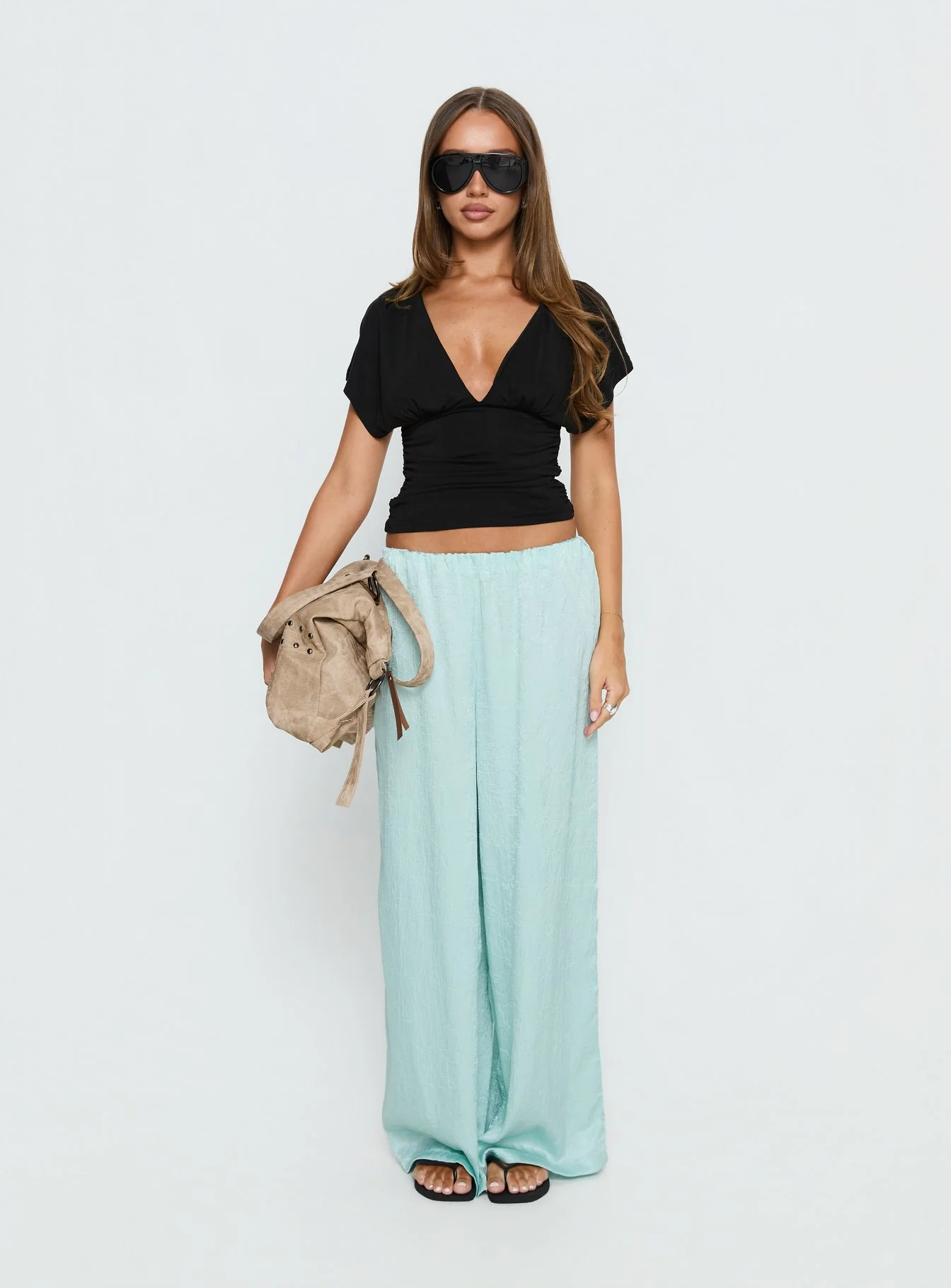 Salona Satin Straight Leg Pants Jelly Mint - Image 7