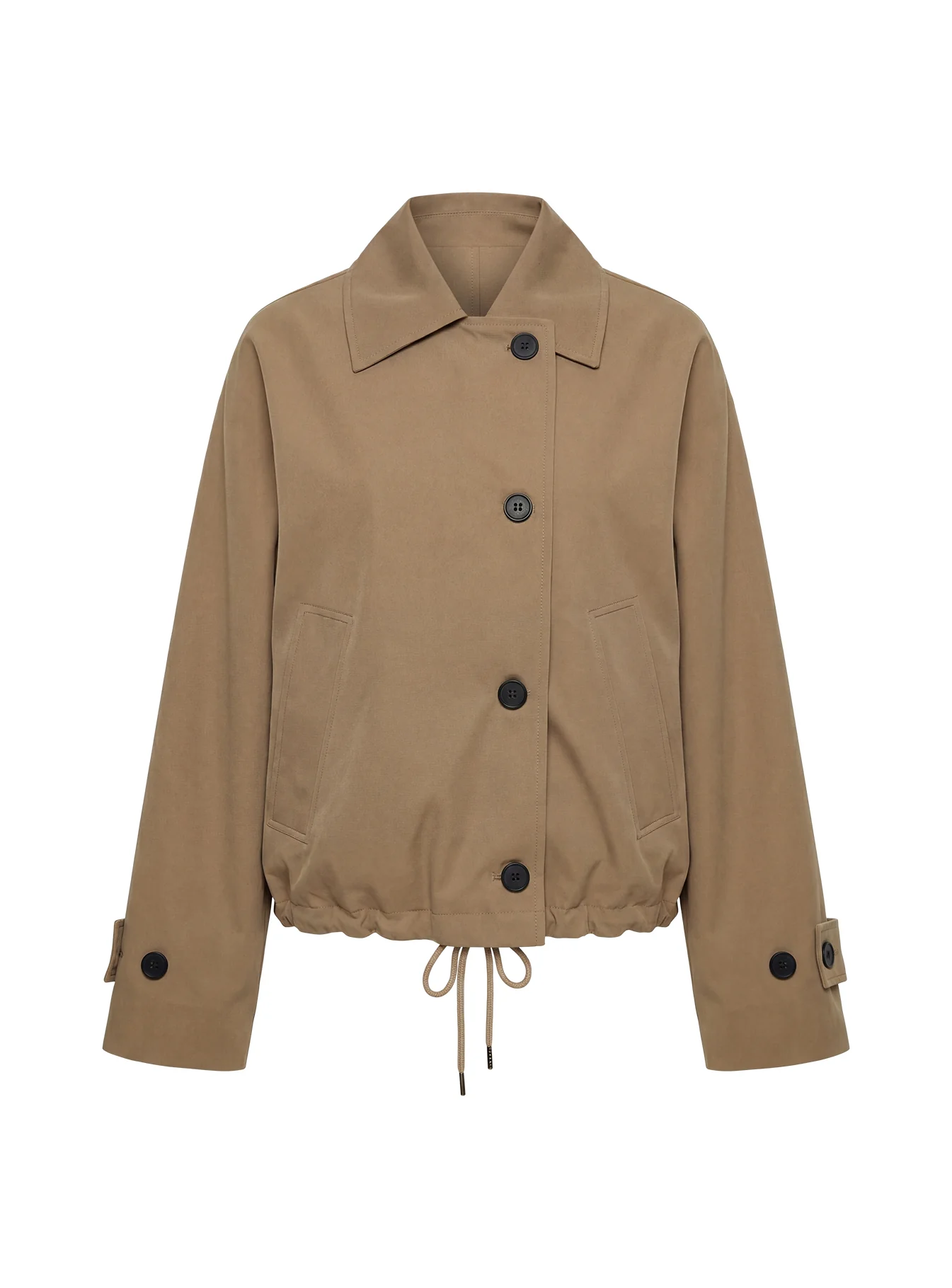 Sandria Cropped Trench Coat Beige - Image 8