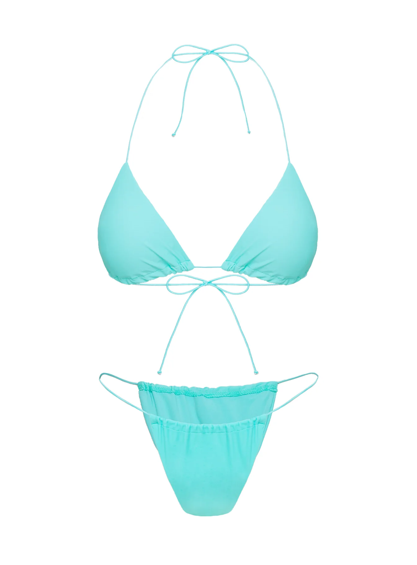 Selbie String Ruched Bikini Bottom White / Blue - Image 5