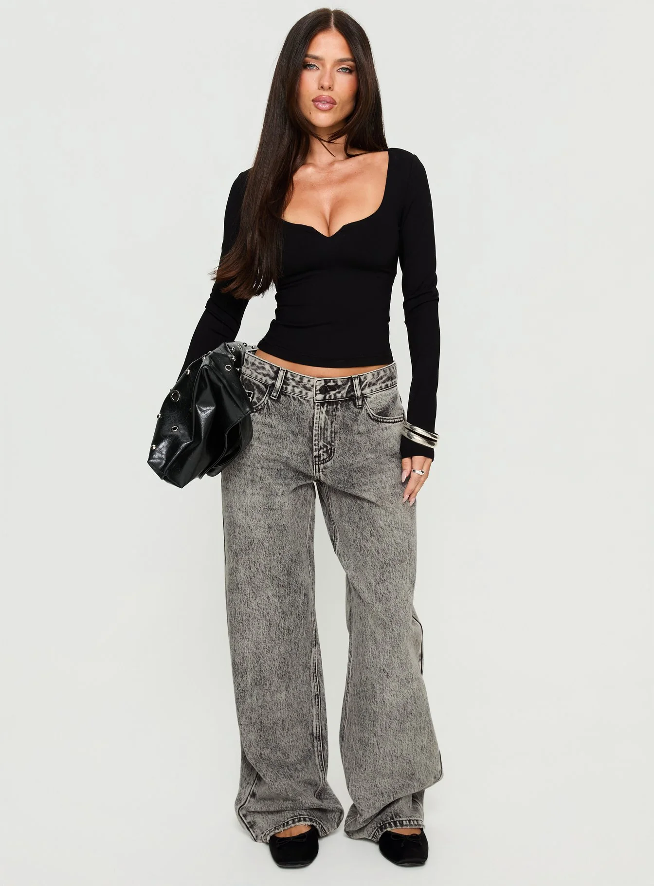 Serenitia Mid Rise Relaxed Jeans Washed Grey - Image 2