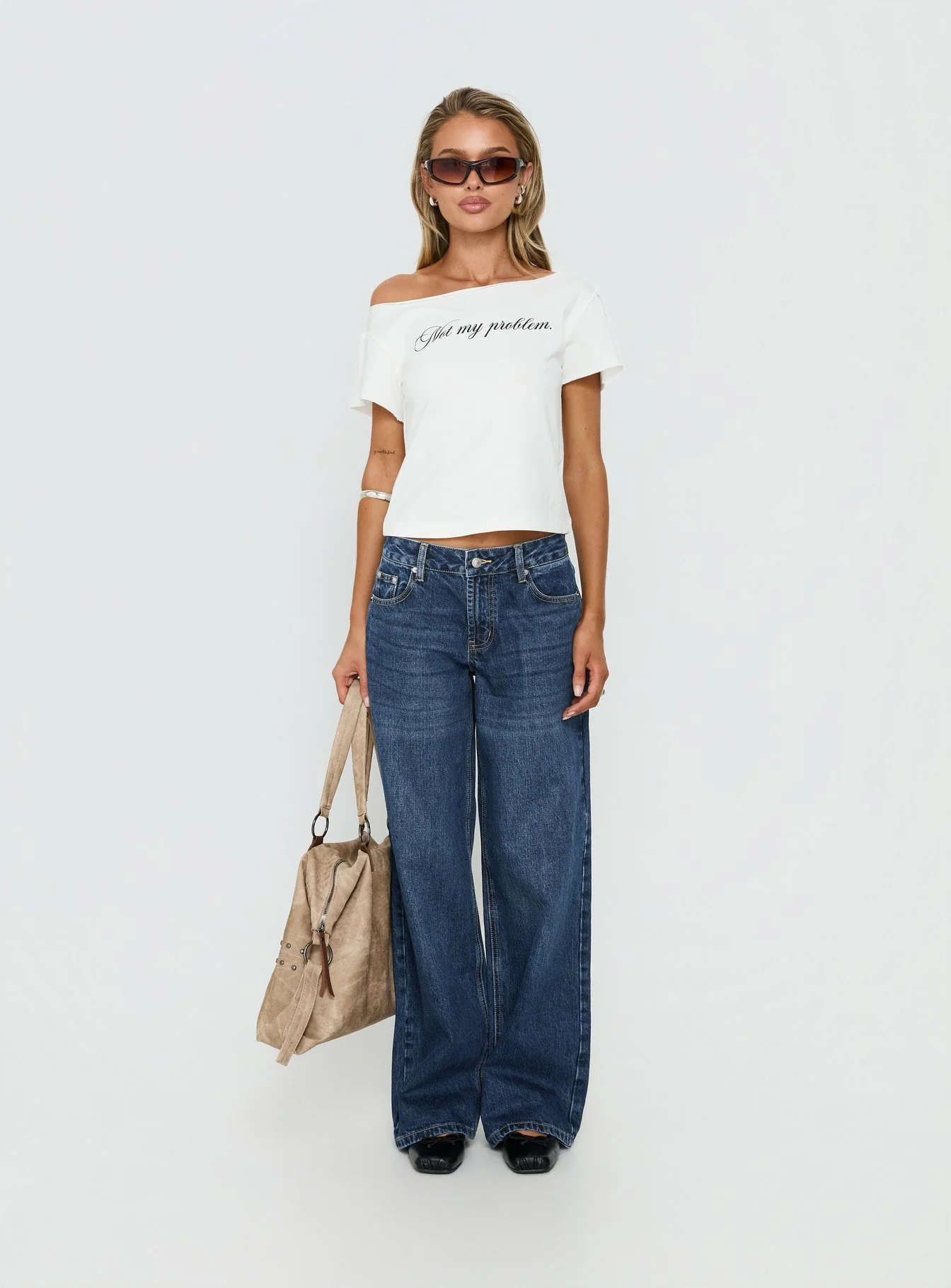 Serenitia Mid Rise Straight Leg Relaxed Jeans Dark Blue Wash - Image 8