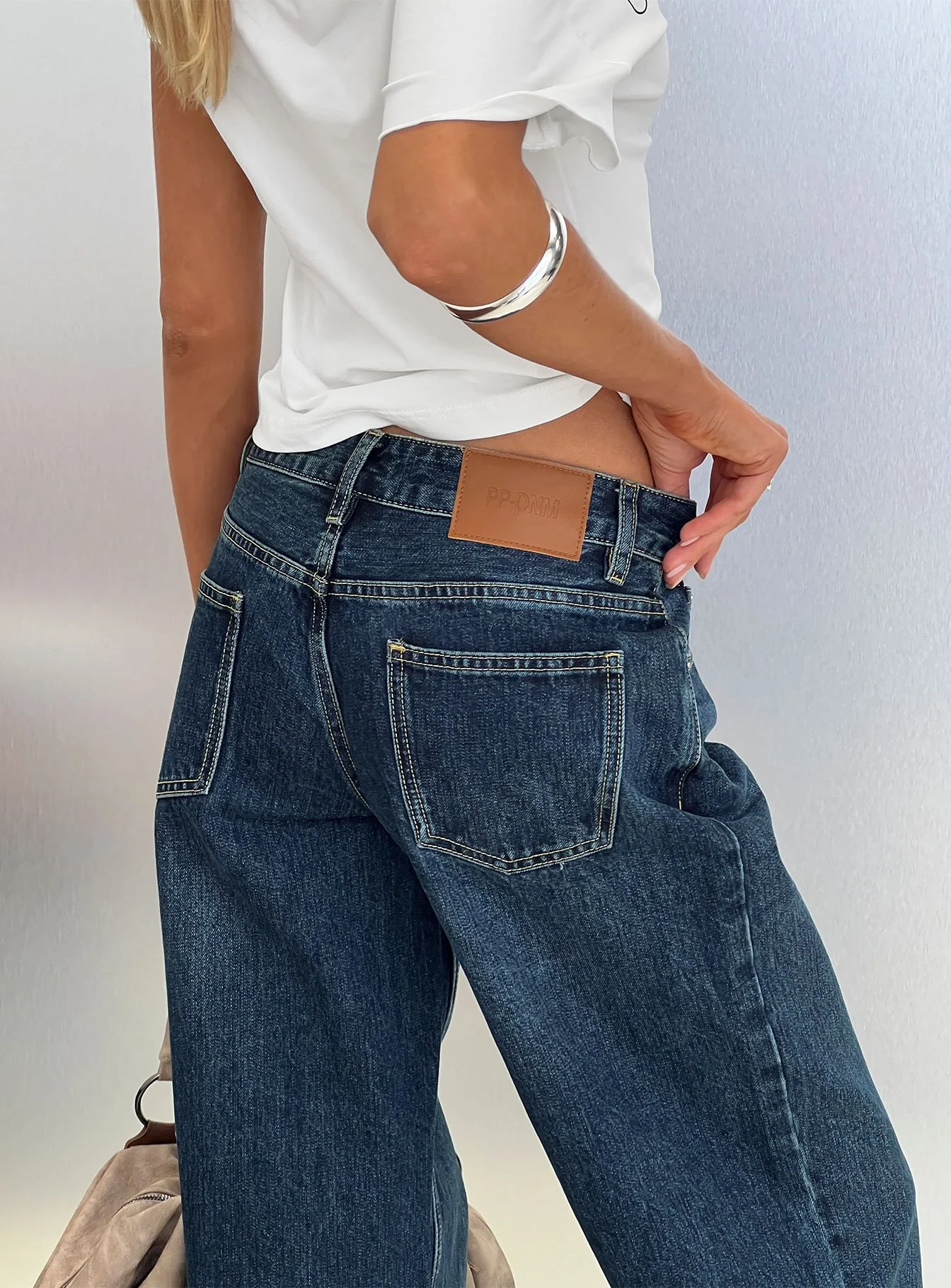 Serenitia Mid Rise Straight Leg Relaxed Jeans Dark Blue Wash - Image 9